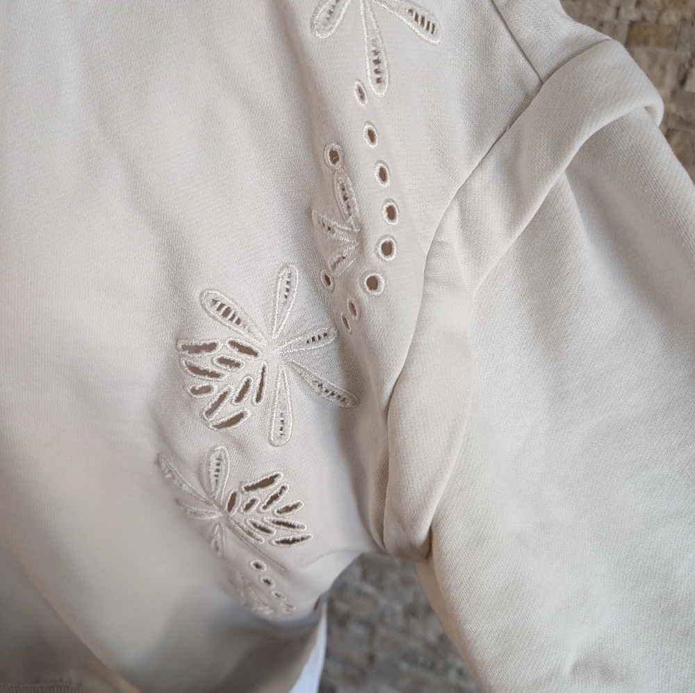 Scotch & Soda Eyelet Embroider Knit Crop Sweatshirt XS Feminine Coquette Floral - Picture 12 of 14